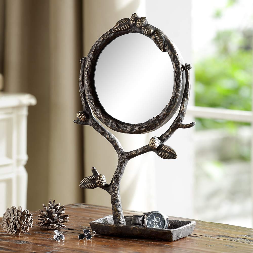 Pinecone and Branch Vanity Mirror & Jewelry Holder