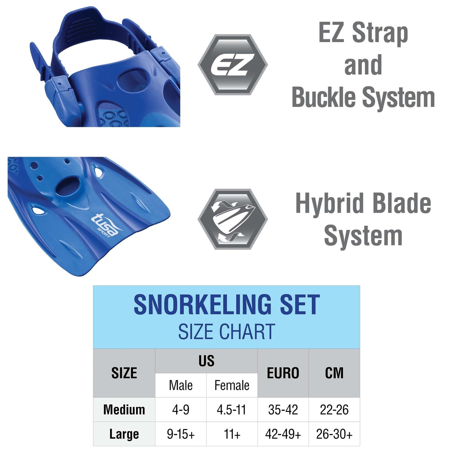 TUSA Sport Adult Platina Hyperdry Mask, Snorkel, & Fins Travel Set