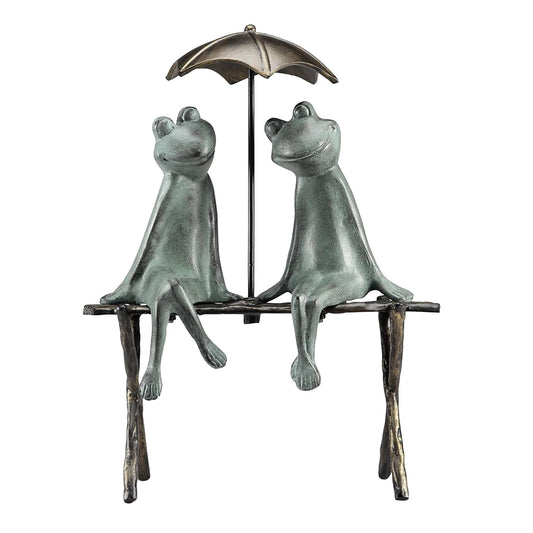 SPI Home Cast Aluminum Frog Lovers Garden Sculpture 18 Inches High