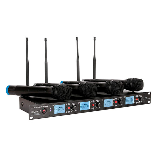 adj American Audio WM-419: Wm-419, 4 Channel Uhf Handheld Wireless Mic,Black