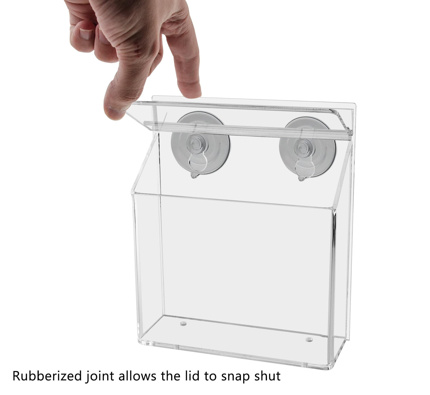 Outdoor Brochure Holder Suction Cup Window Mount Holds 6" x 4" Postcards Handouts Clear Acrylic Indoor or Outdoor Perfect for Take Out Menus and Pricing Sheets with Lid by Marketing Holders