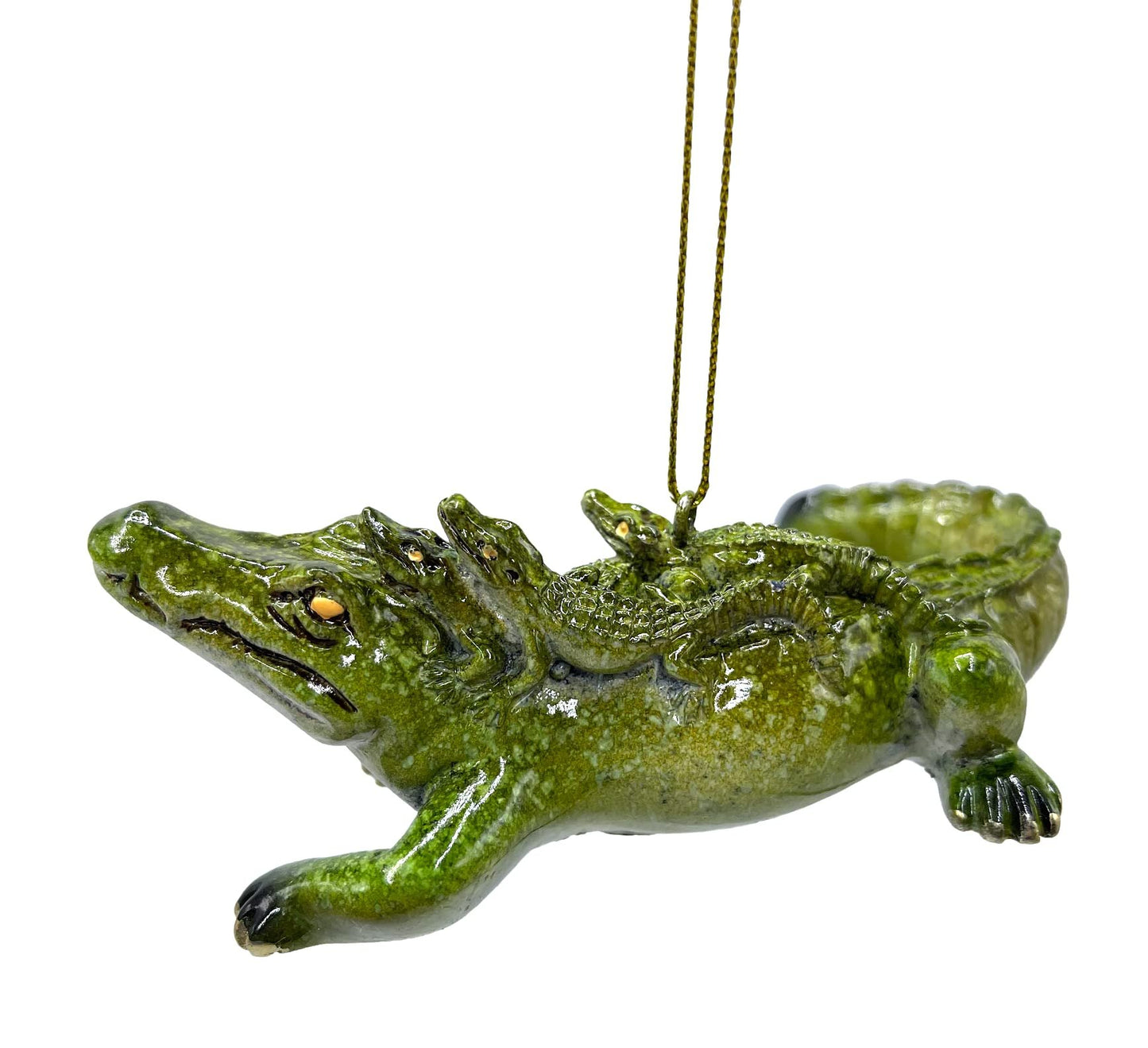 Cape Shore Christmas Glossy Resin Ornament, Gator with Babies, Holiday Tree Decoration, Home Collection