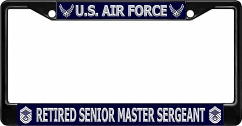 U.S. Air Force Retired Senior Master Sergeant Black License Plate Frame