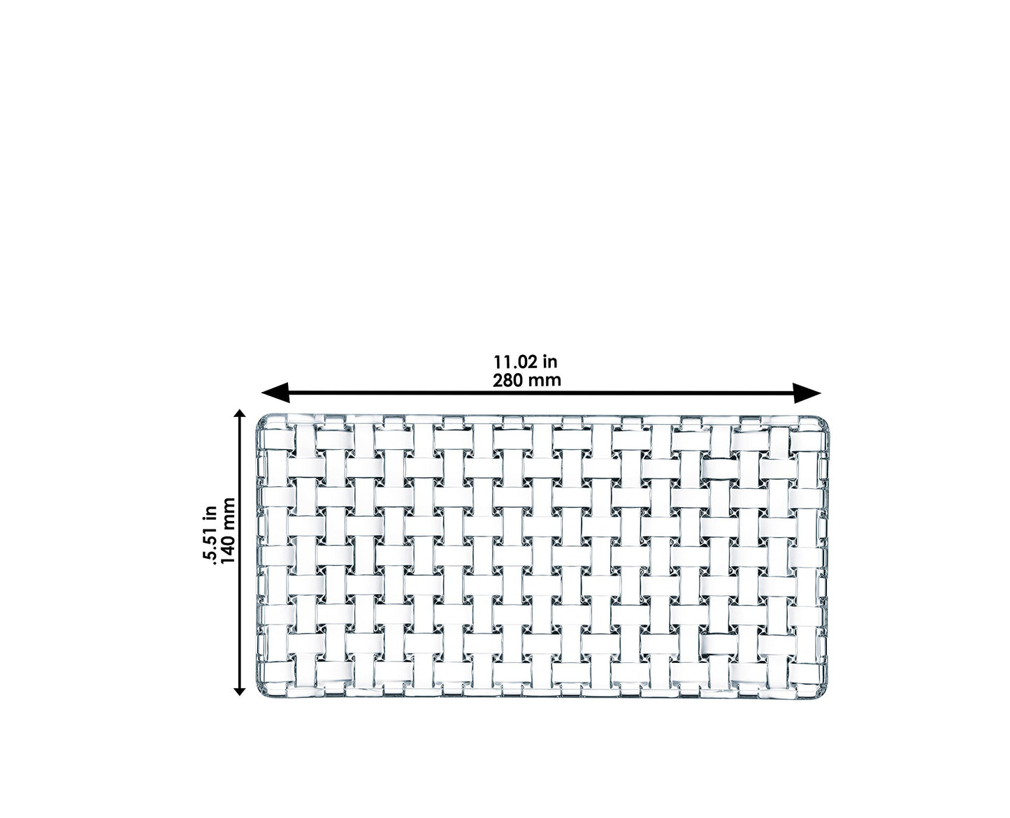 Nachtmann Bossa Nova Crystal Glass Serving Set – (5.75" x 11.3") Rectangular Platter with Two Square Bowls, Textured Basketweave Design for Snacks, Fruit, Desserts & Lead-Free Entertaining Gift