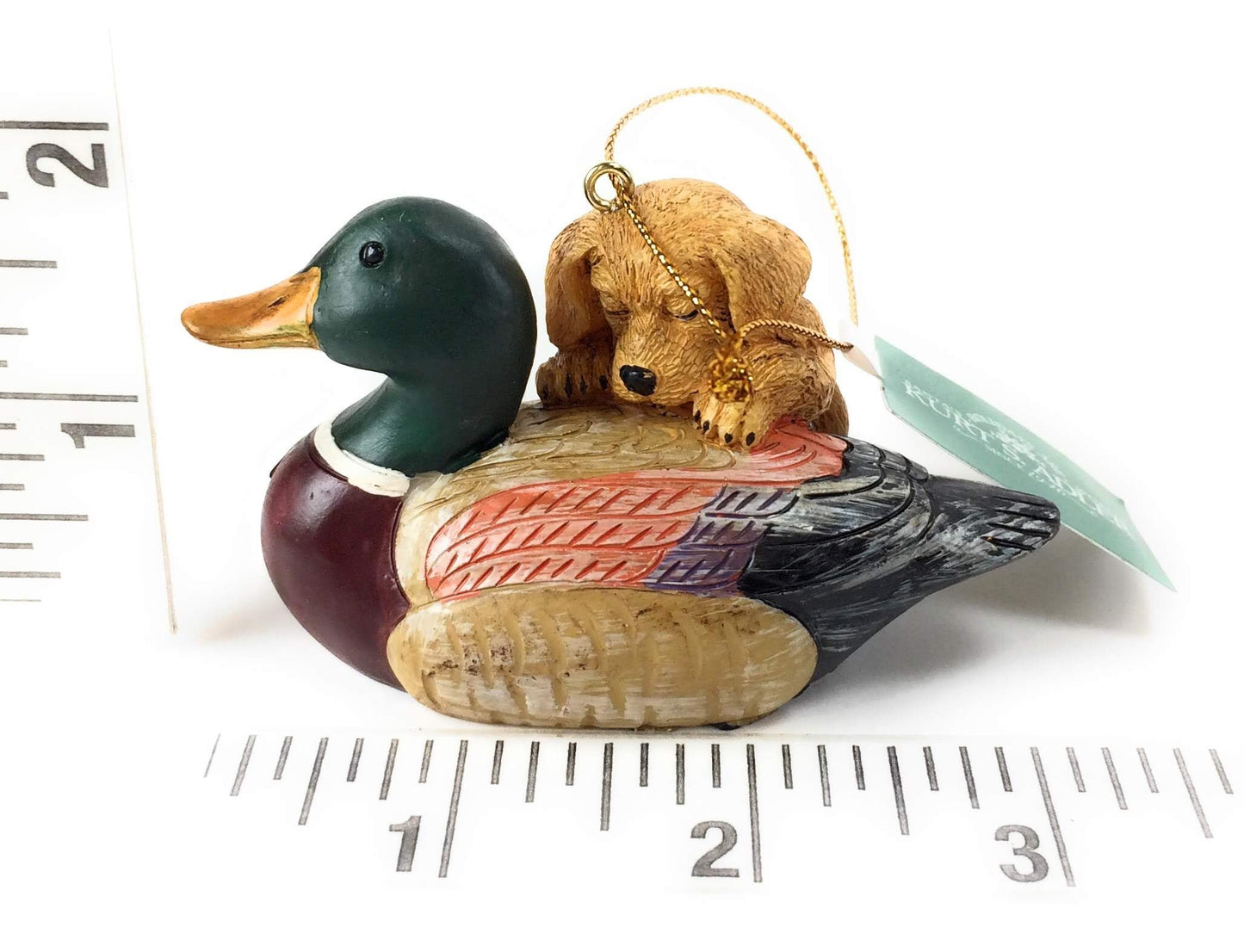 Kurt Adler Puppy W/Duck Decoy Ornament - 3 Assorted: Brown, TAN and Black