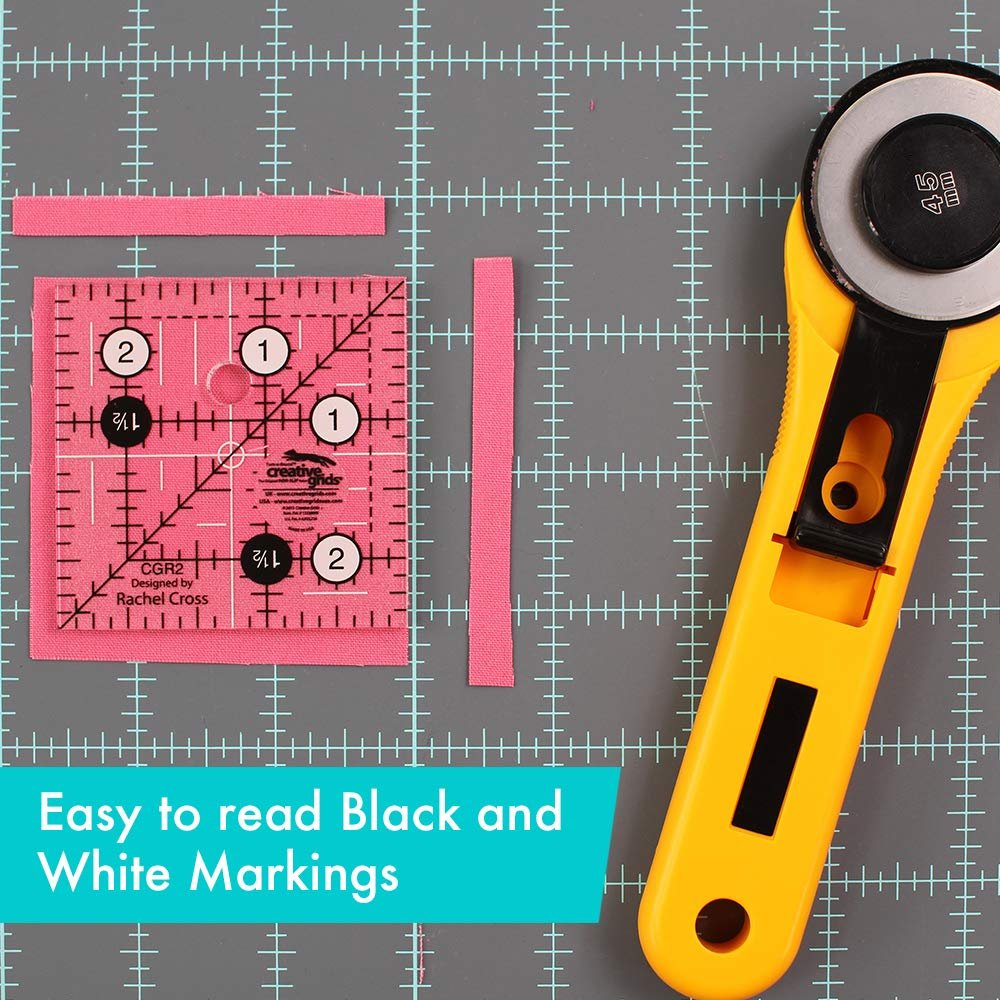 Creative Grids Quilt Ruler 2-1/2in x 2-1/2in Square – CGR2 – Made in USA, Non-Slip Grip Acrylic Quilting, Sewing, Crafting, Patchwork Ruler for Measuring & Cutting Fabric