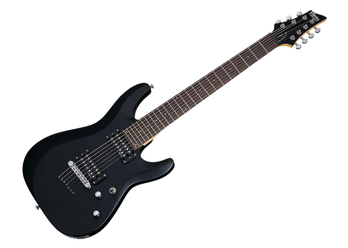 Schecter C-7 DELUXE -Satin Black 7-String Solid-Body Electric Guitar, Satin Black