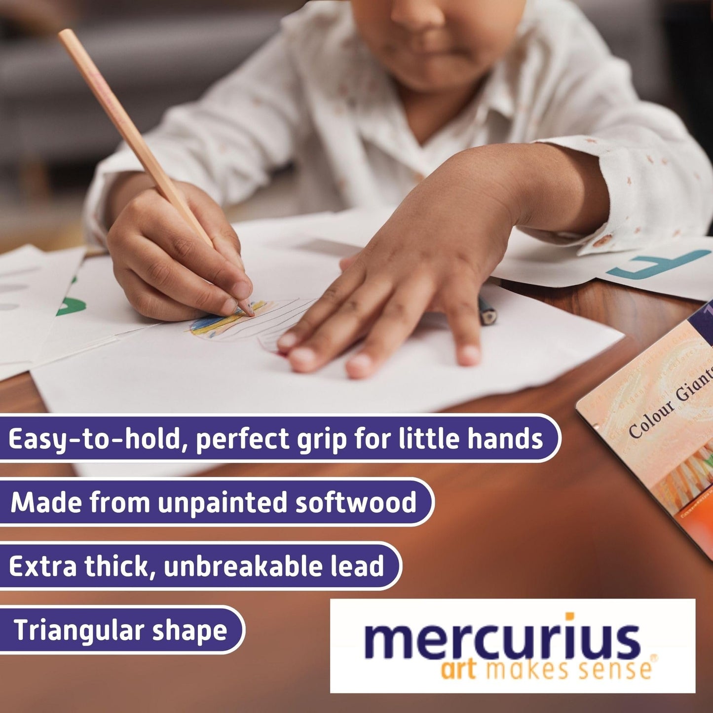 Mercurius AMS Color Giant Pencils, Set of 12 in Tin Case