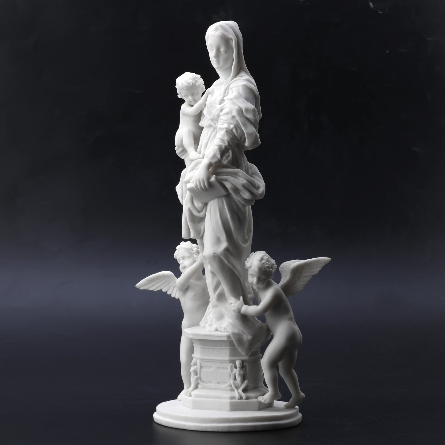 Veronese Design 14 1/8 Inch Madonna of The Harpies Resin Statue Marble White Finish