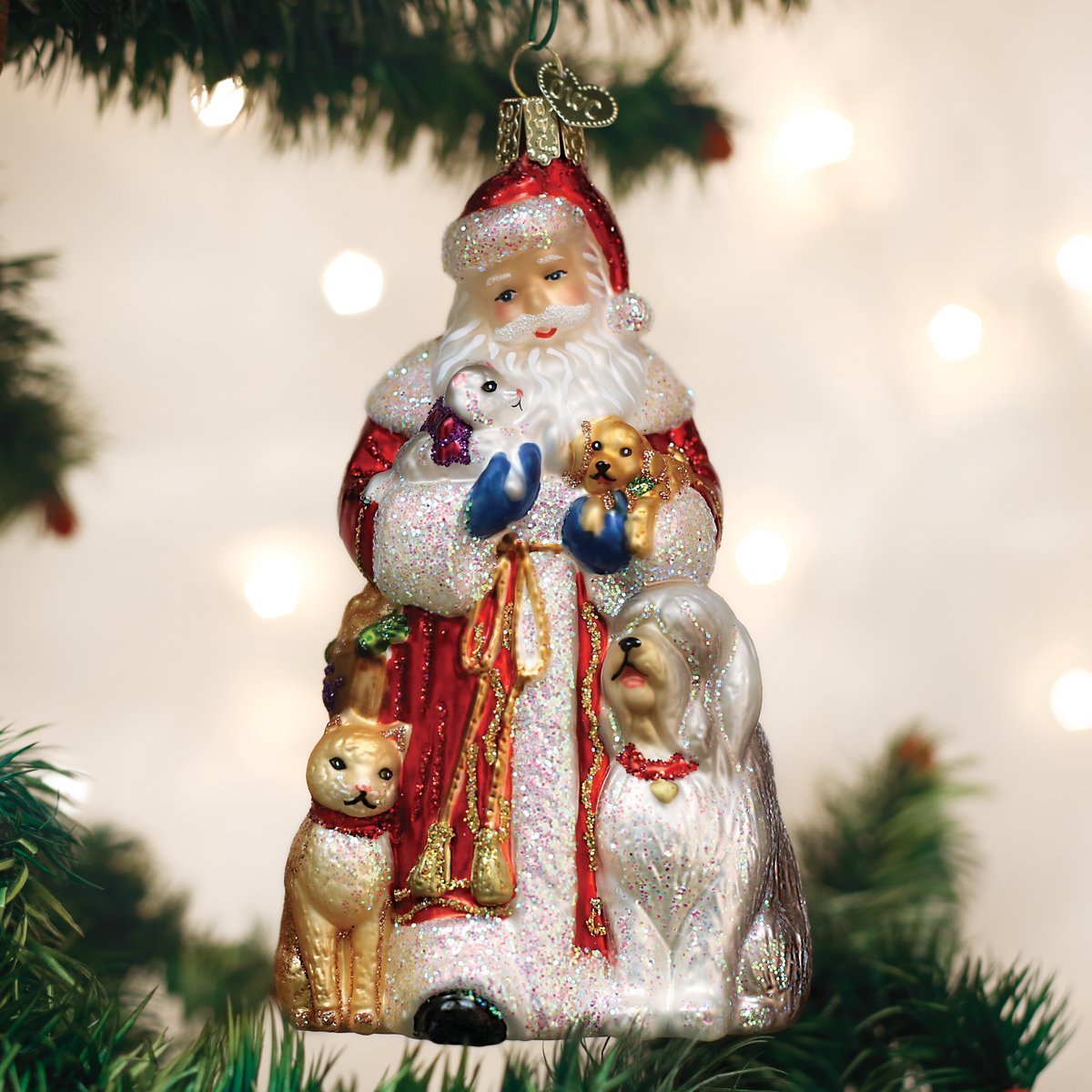 Old World Christmas Ornaments: Assortment of Santas Glass Blown Ornaments for Christmas Tree