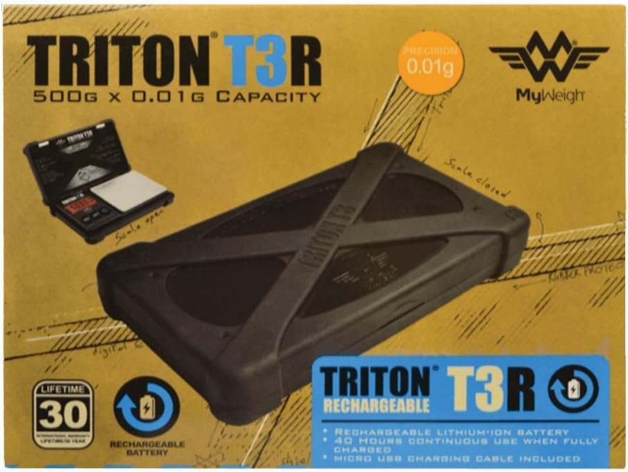 My Weigh Triton T3R 500 Rechargeable Digital Pocket Scale 500g x 0.01g Black