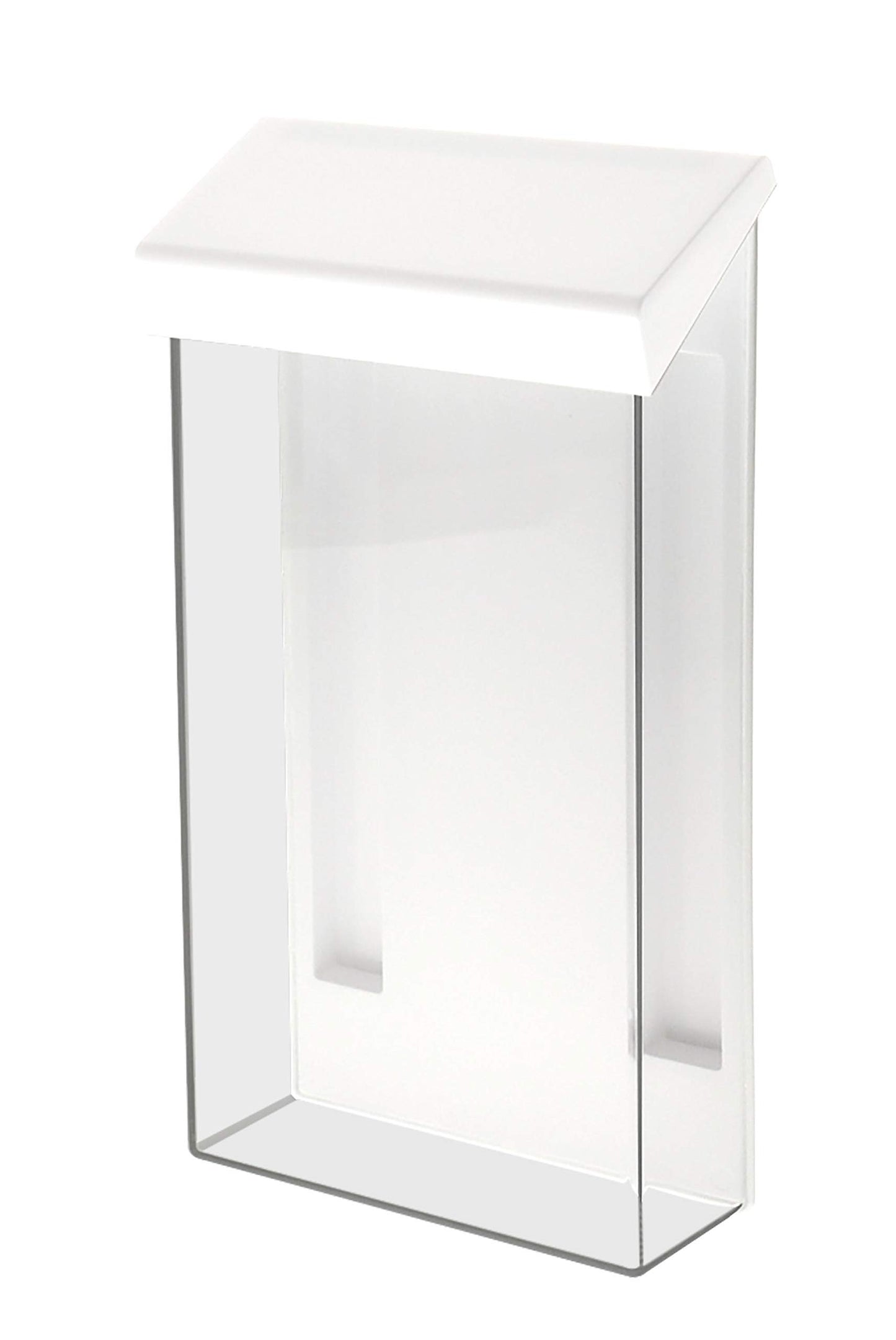 Marketing Holders Outdoor Brochure Holder Holds 4" x 9" Trifolds Wall Mount Clear with White Lid Acrylic Rack Cards Box with Lid Includes Take One Sticker Adhesive Strips Advertising Display