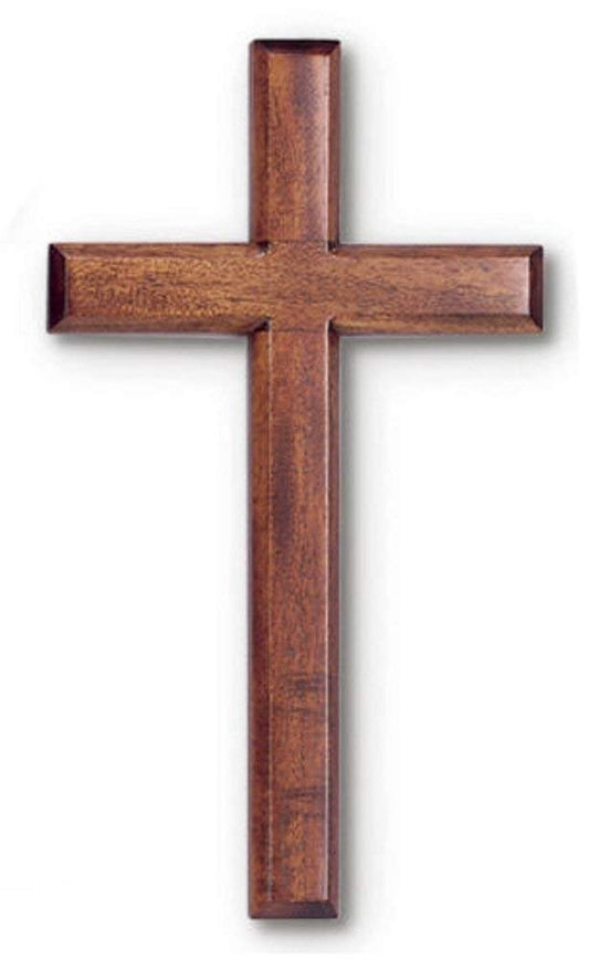 Unp Wall Cross 4" x 8" Mahogany Dark Wood Polybagged Pre-drilled Hole