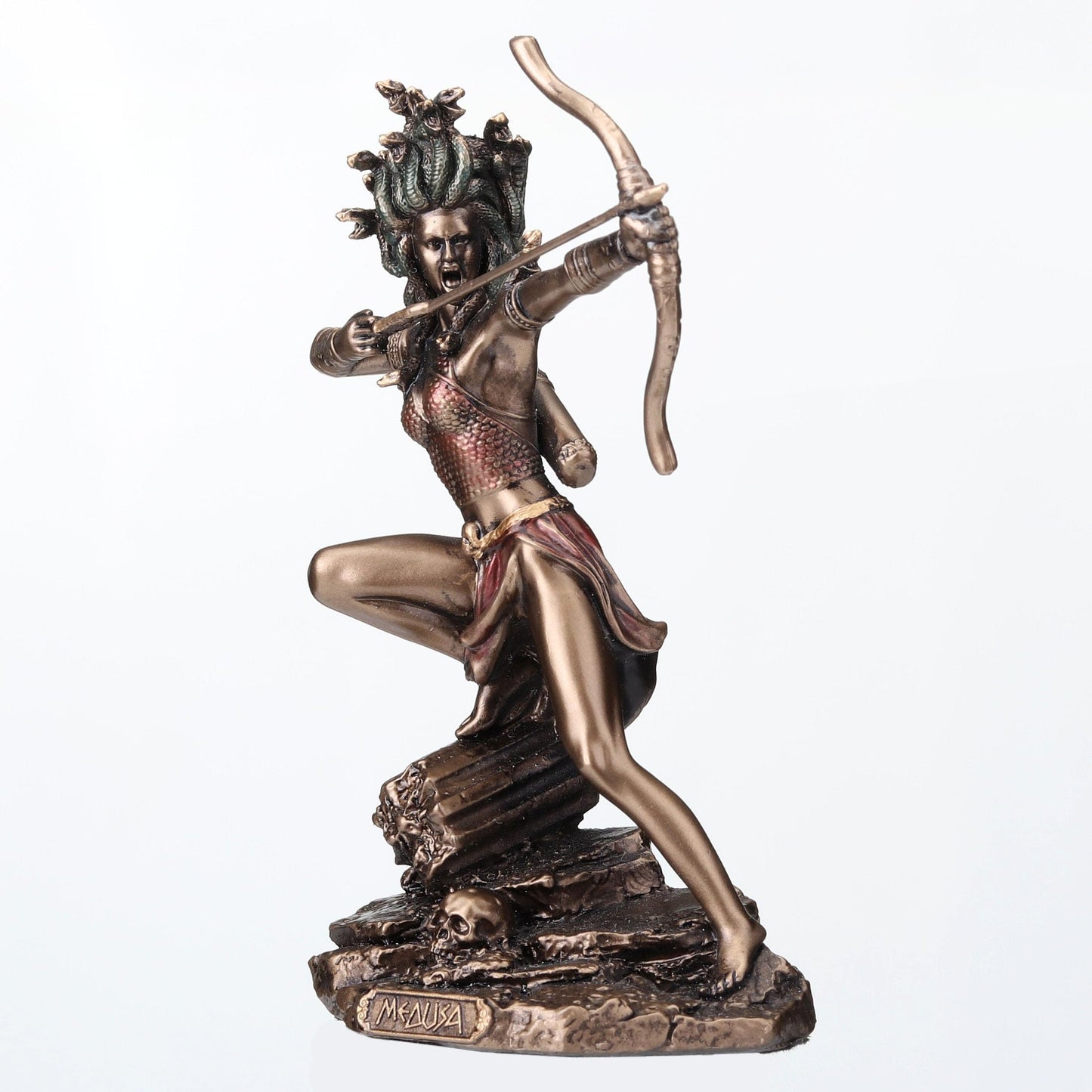 Veronese Design 4 1/2 Inch Medusa The Gorgon Drawing Bow and Arrow Hand Painted Resin Sculpture