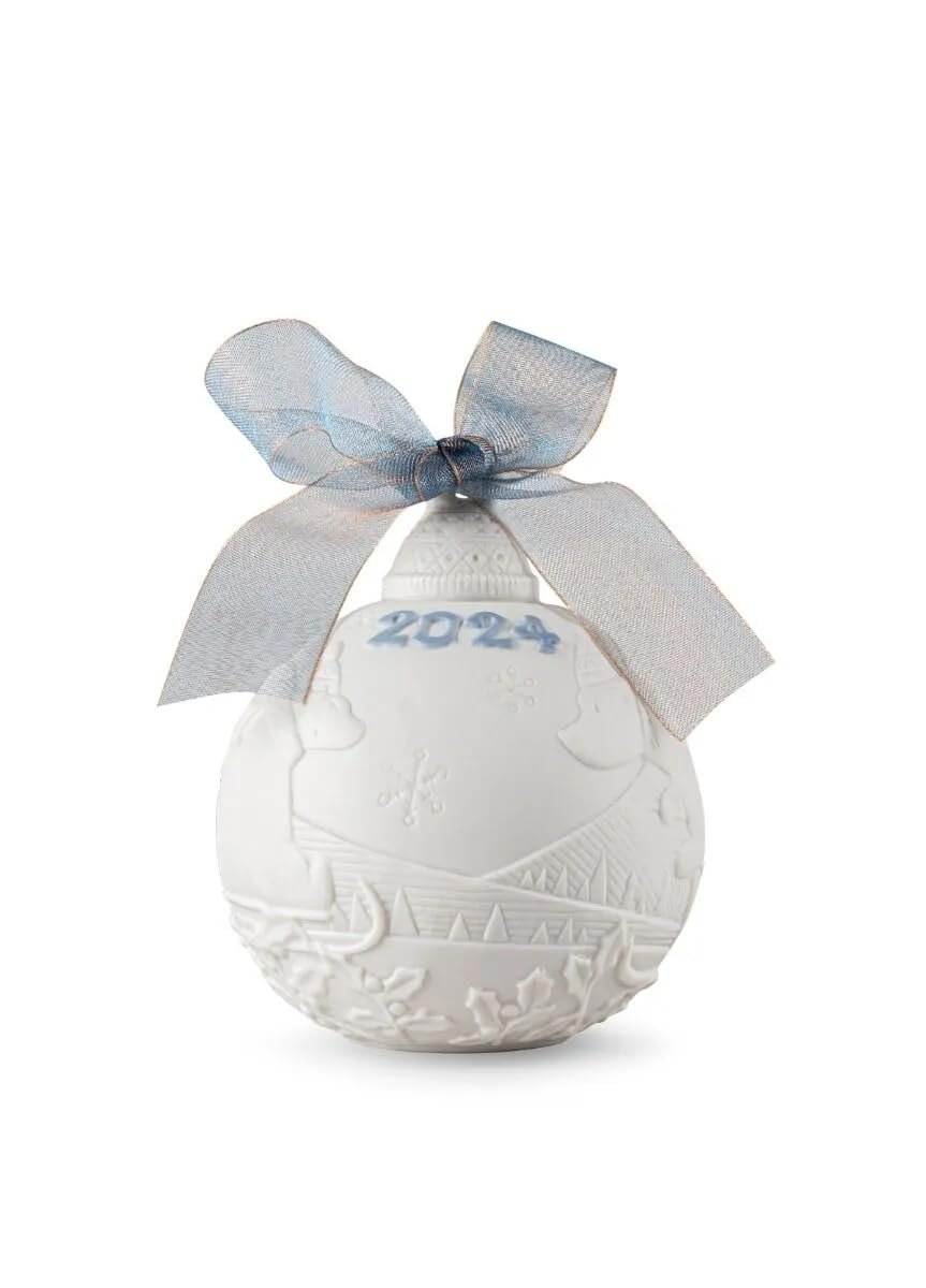 LLADRÓ Christmas Bell. Decorative Ornament in Matte Porcelain. Porcelain Christmas Bell.