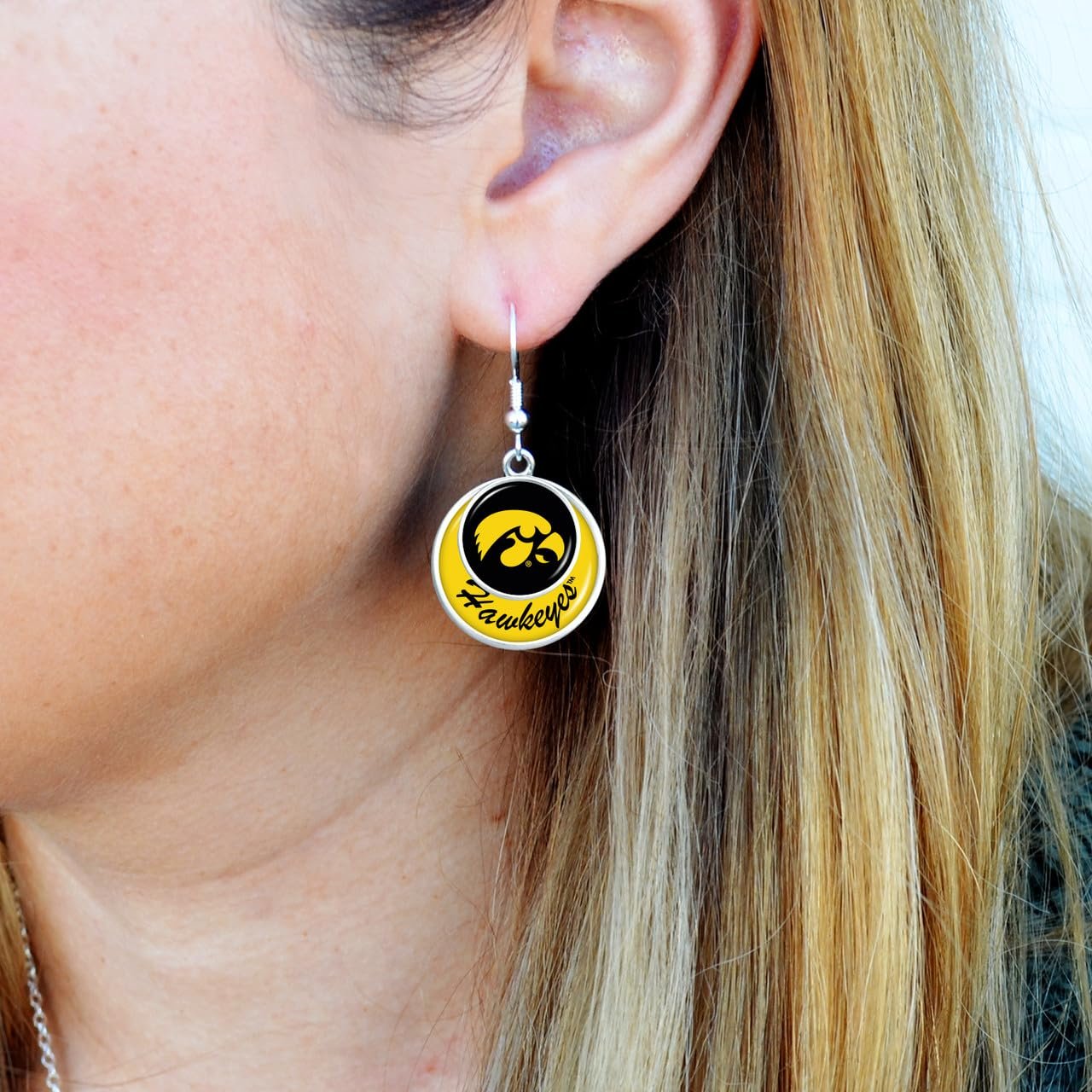 Iowa Hawkeyes Stacked Disk Earrings Jewelry Gift Licensed IU