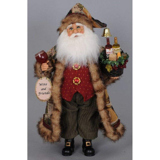 Karen Didion Christmas Basket of Cheer Santa Figurine - Collectible Holiday Tabletop, Centerpiece or Shelf Decoration