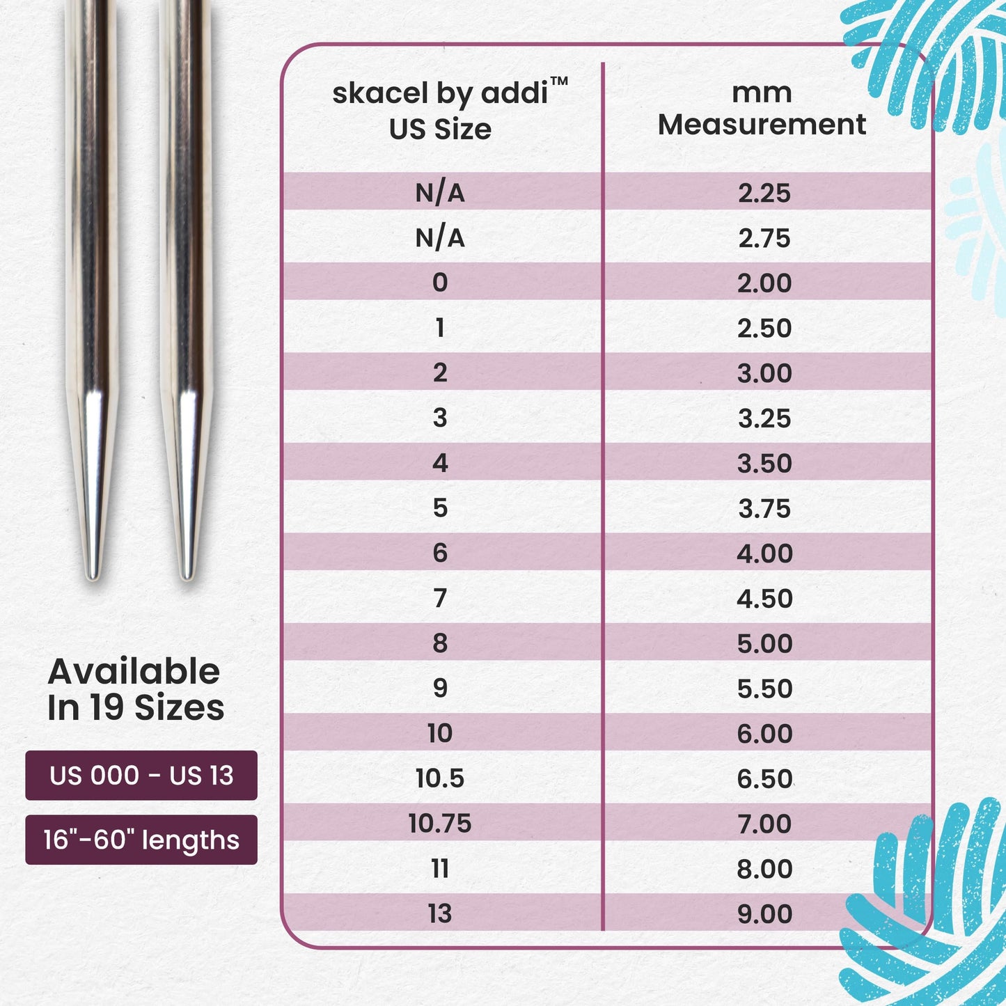 skacel by addi Circular Knitting Needles, 32 Inch (80 cm) Rocket Round Brass Knitting Needle Pair with Nylon Cord, 5.5 mm (US Size 9)