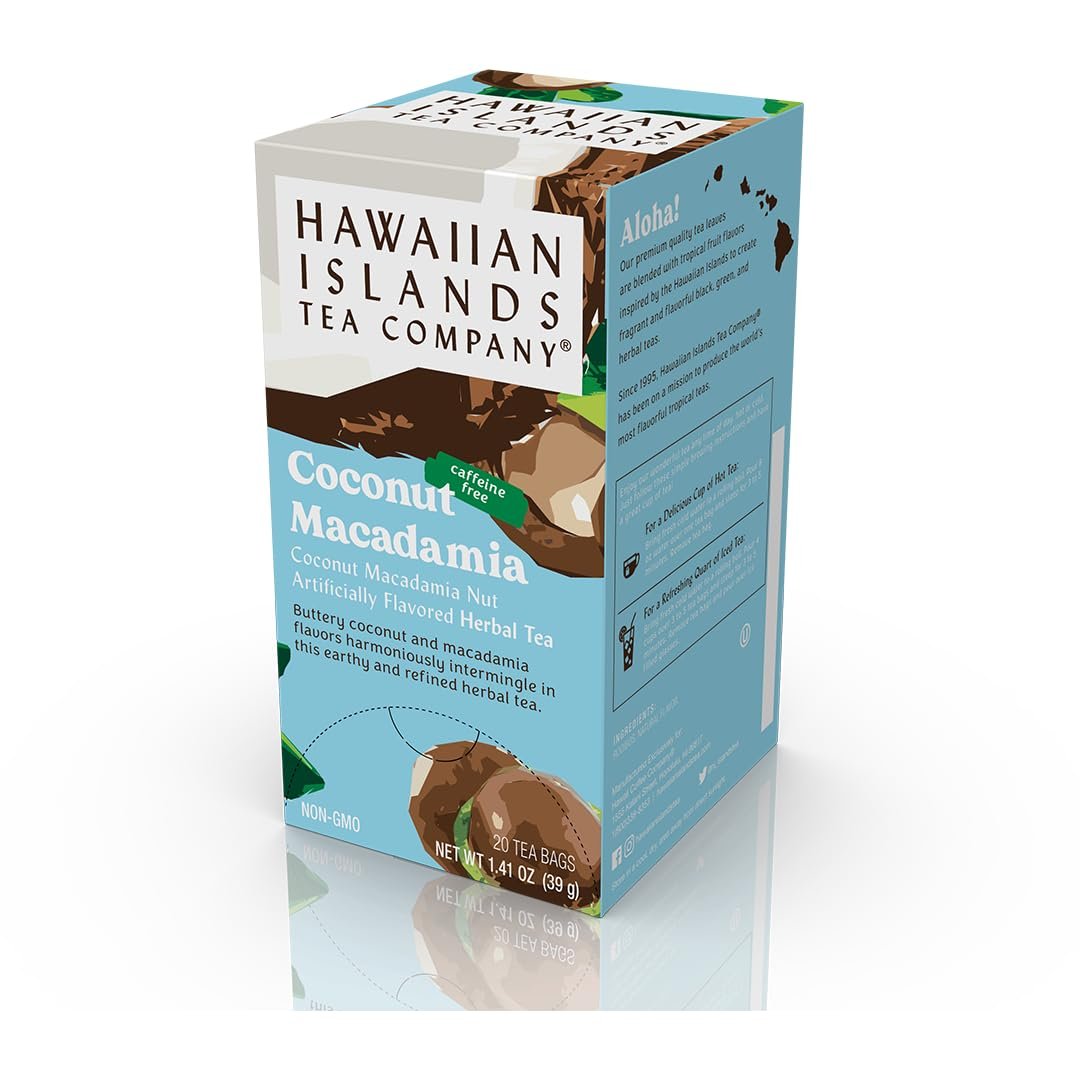 Hawaiian Islands Tea Company Hibiscus Honey Lemon Tropical Green Tea, All Natural - 20 Teabags (1 Box)