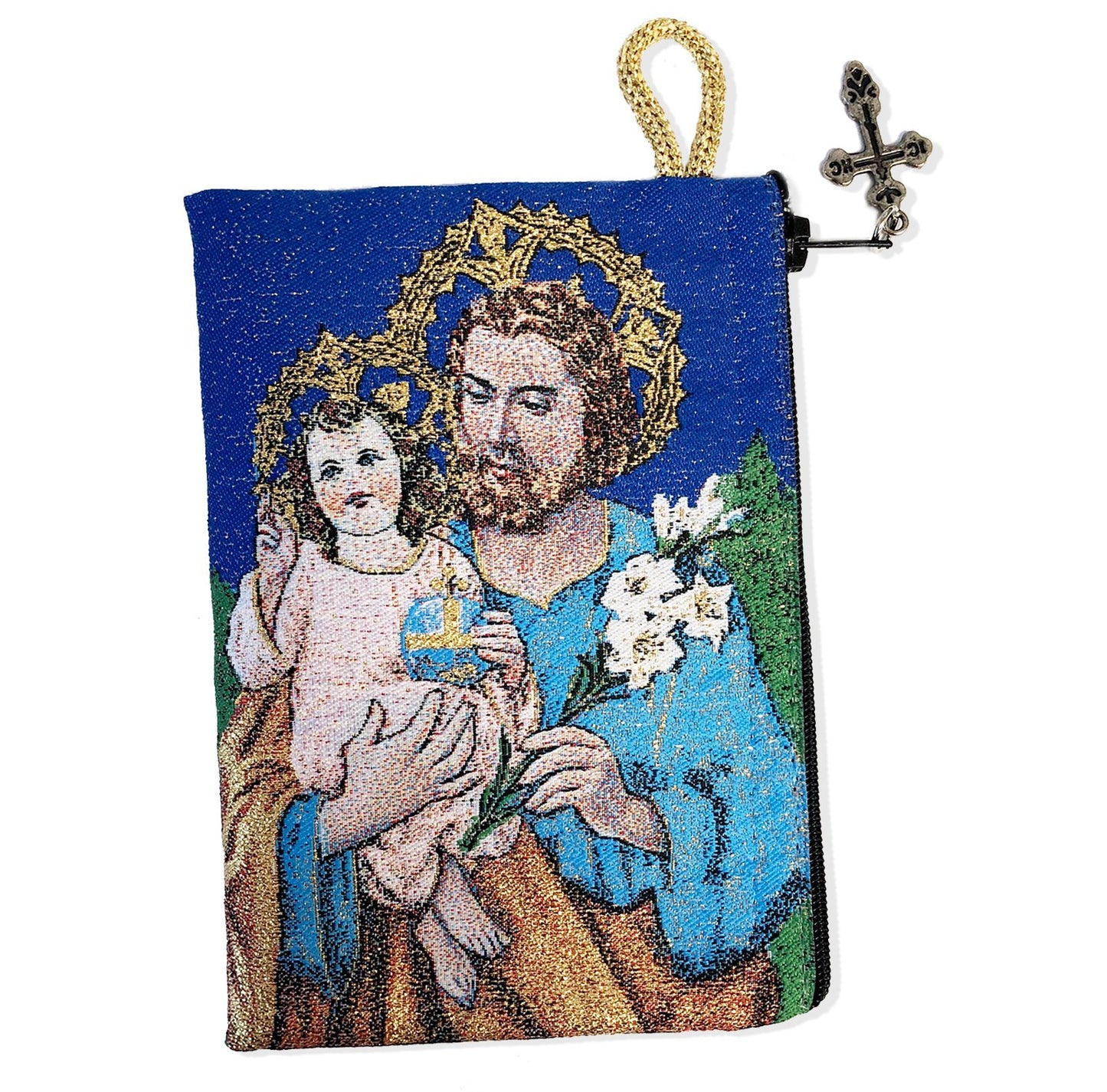 Alexandra Int'l St Saint Joseph Tapestry Icon Rosary Pouch 5 3/8 Inch