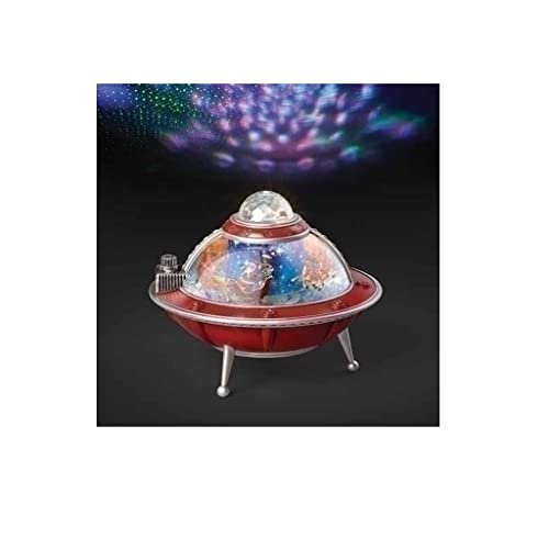 Christmas by Roman Inc., Confetti Lites Collection, 8.75" H LED MUS Swirl Confetti Light UFO Ship, Lantern, Snow Globe, Holiday Home Décor, Santa, Cardinal, Nutcracker, Snowman, Reindeer (10x10x8)