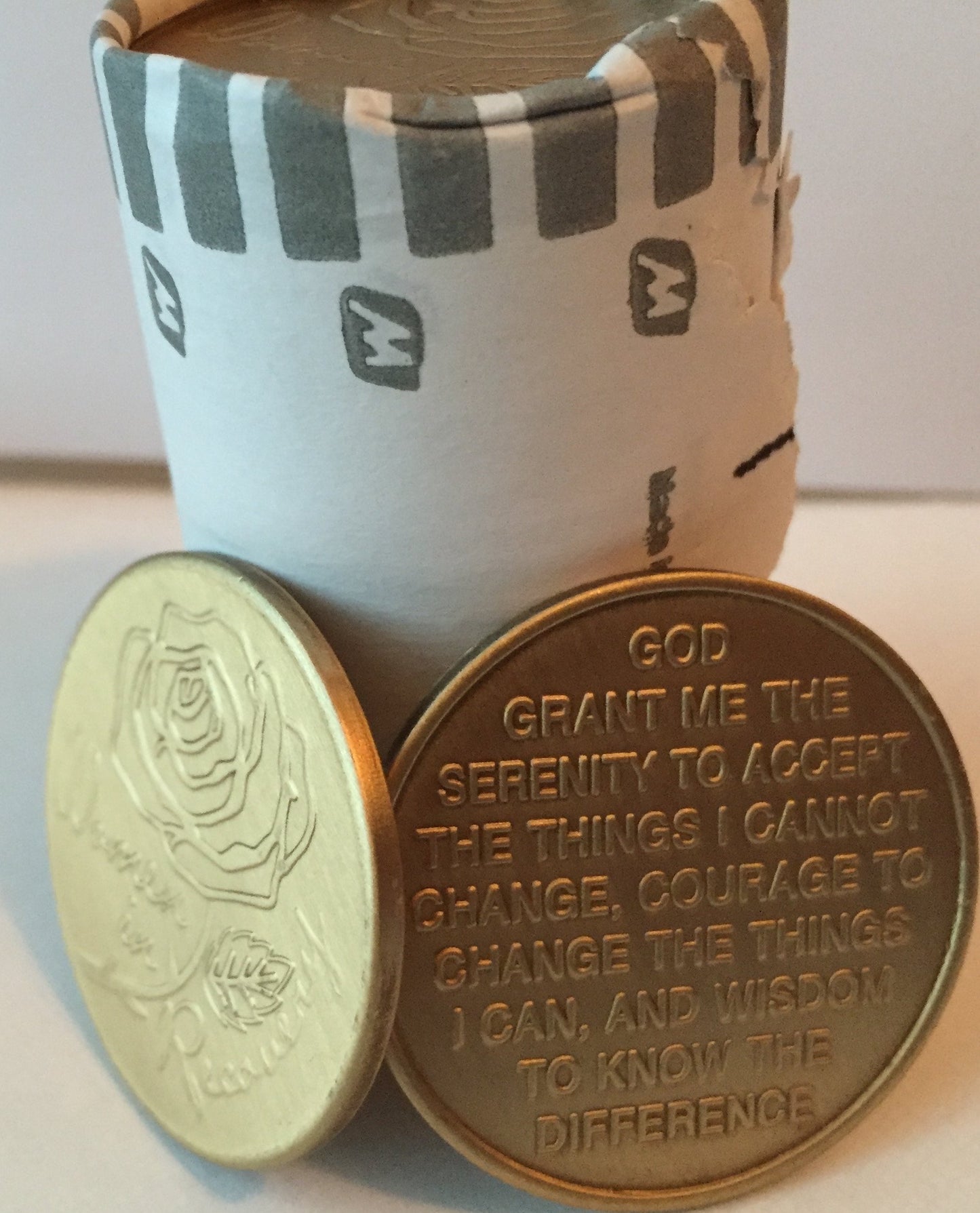 Wendells Bulk Lot of 25 Women in Recovery Rose Bronze Medallions Serenity Prayer Chips
