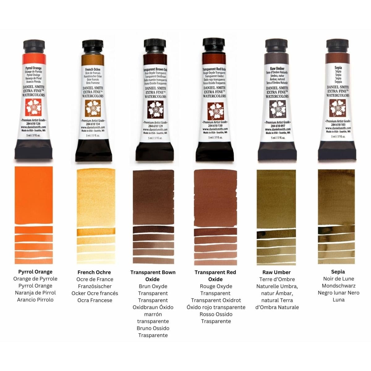 DANIEL SMITH Extra Fine Watercolor - Set of 6, Jayson Yeoh Master Artist Warm It Up, 5 ml Tubes