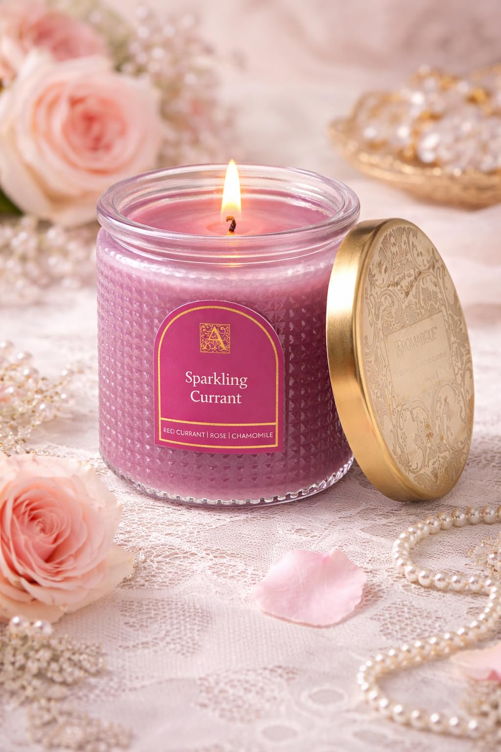 Aromatique, Textured, Elegant Candle with Metal Lid, Home Fragrance for Relaxing Atmosphere, 6 oz, Mother's Day Gifts, Bridal Showers, Anniversaries, Holiday Gifts.