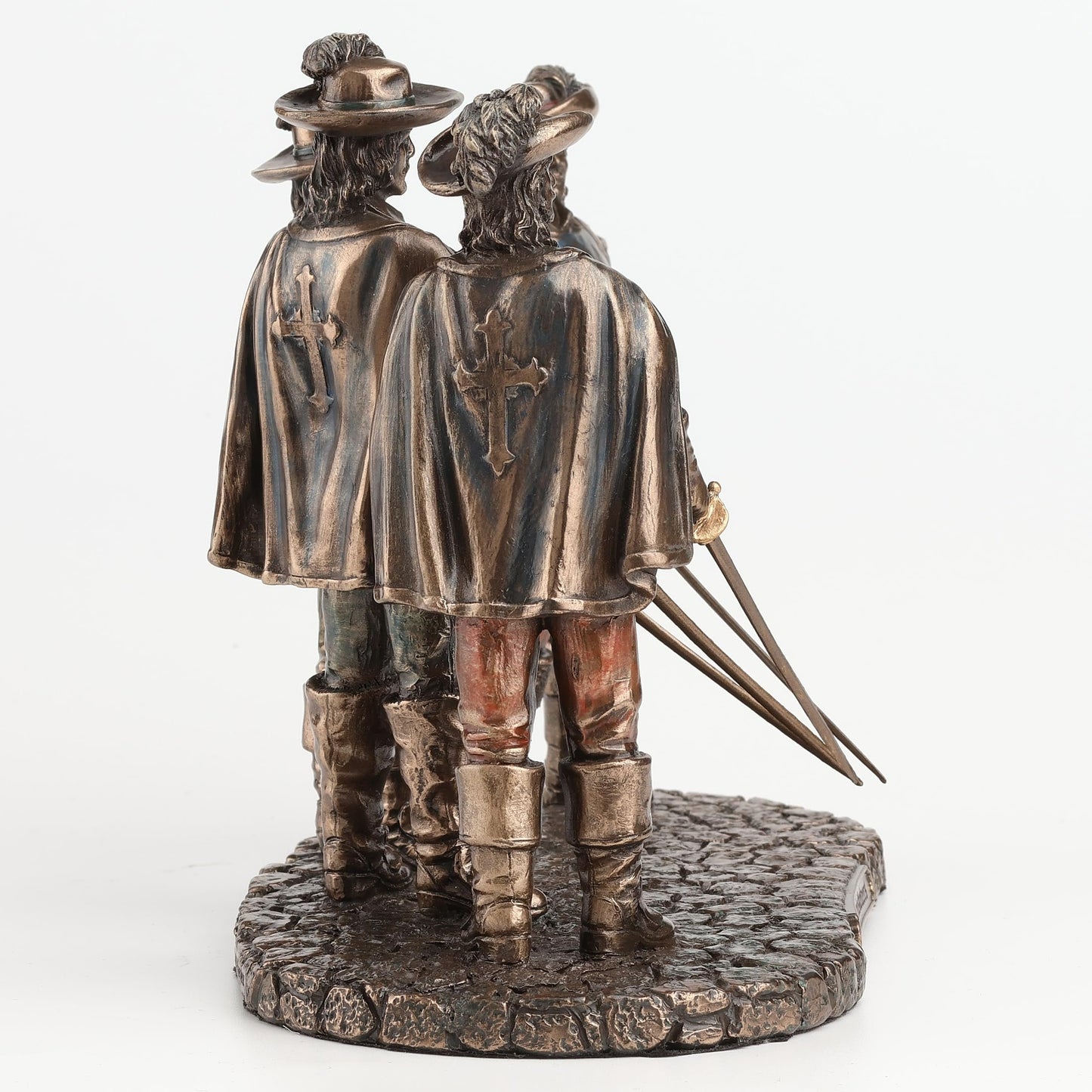 Veronese Design 7 7/8 Inch The Musketeers and D'artagnan All for One One for All Cold Cast Resin Bronze Finished Statue