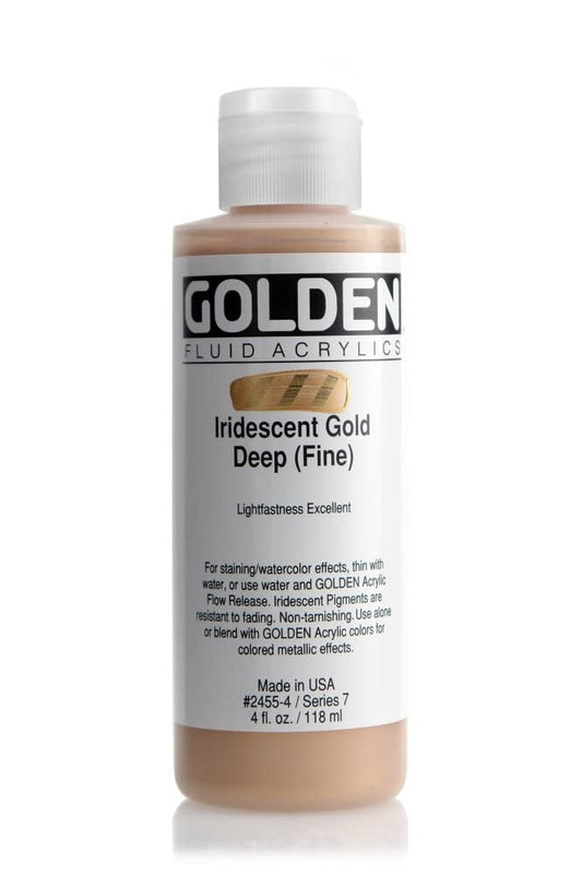 Golden Fluid Acrylic, 4 Ounce Bottle, Iridescent Gold Deep Fine