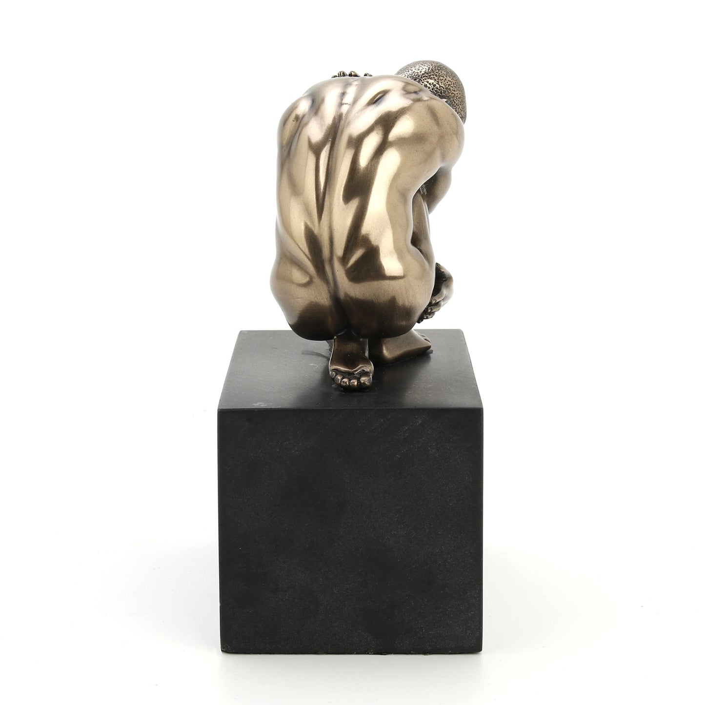Veronese Design 4 3/8" Tall Naked Weeping Male Figurine on Plinth Cold Cast Resin Statue Antique Bronze Body Art Sculpture