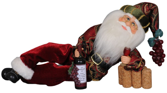 Karen Didion Originals Wine Time Santa Figurine, 14 Inches - Handmade Christmas Holiday Home Decorations and Collectibles