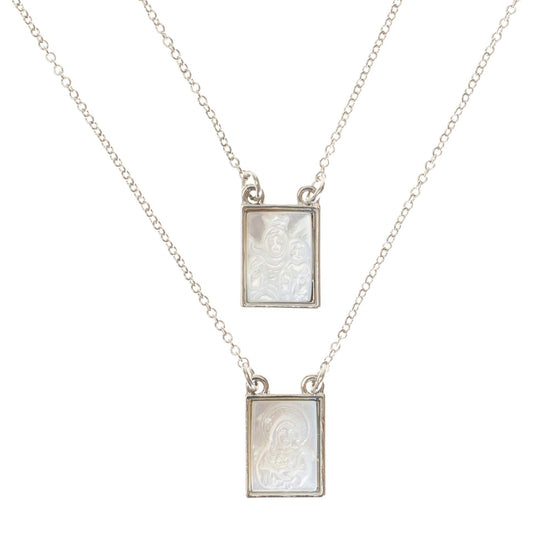 Roman Infinity Holy Scapular Silver Zinc Necklace 26 Inches Long