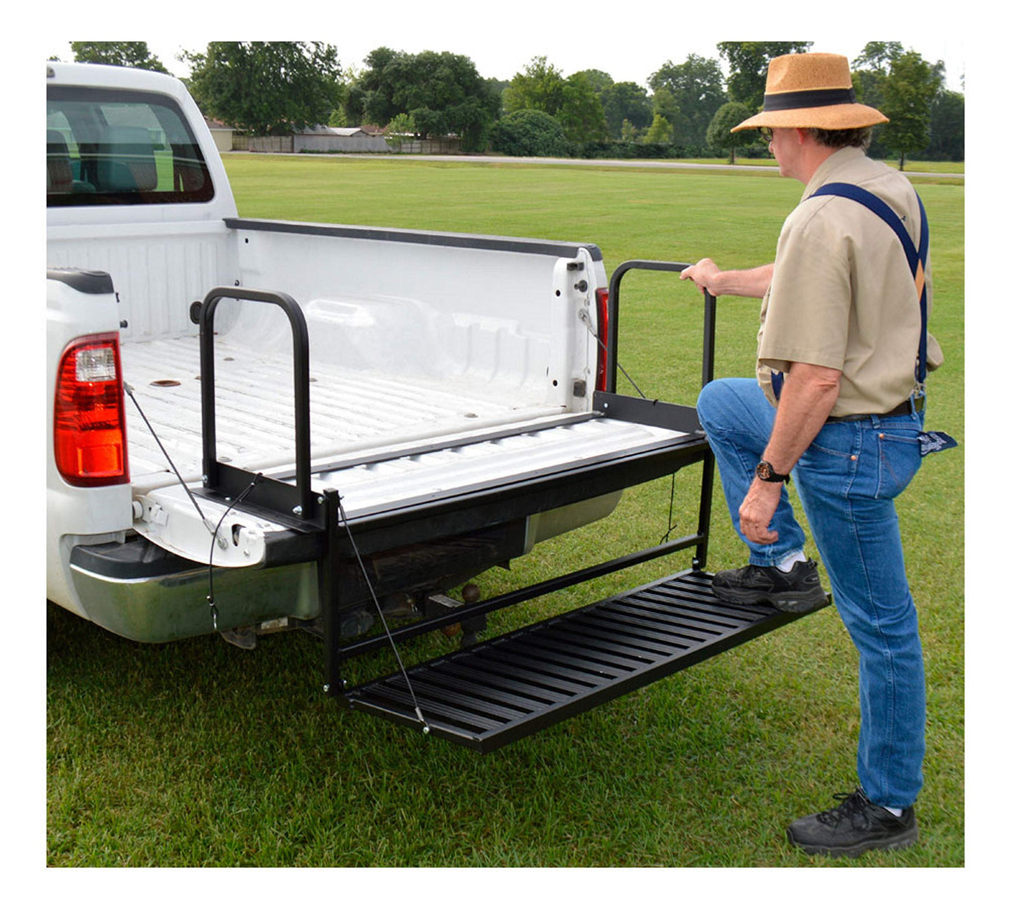 Great Day Magnum Truck N’ Buddy Tailgate Folding Step/Seat Platform for Standard Size Pickup Trucks - 400 lbs Weight Capacity - Black Powder-Coated Finish 34.5”x 35.5”x 58”, TNB3000MB