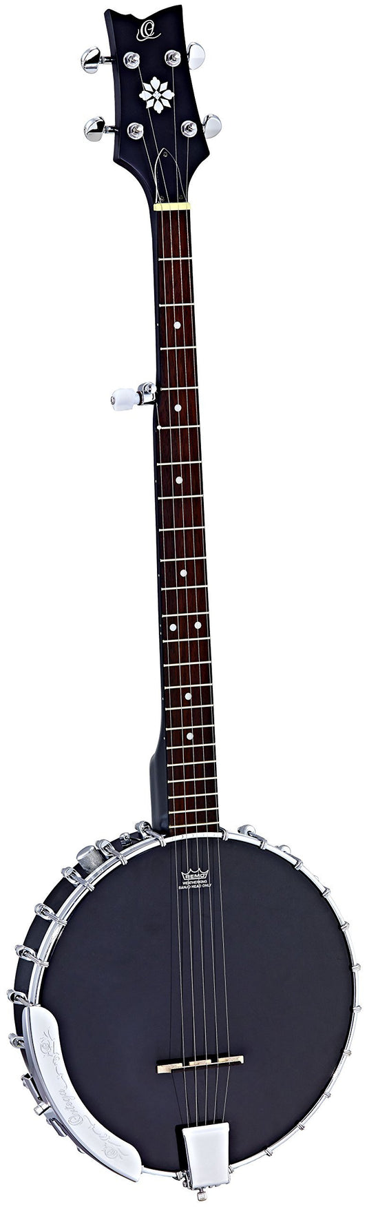 Ortega Guitars Raven Series 5-String Open Back Acoustic-Electric Banjo w/Bag, Right (OBJE250OP-SBK)
