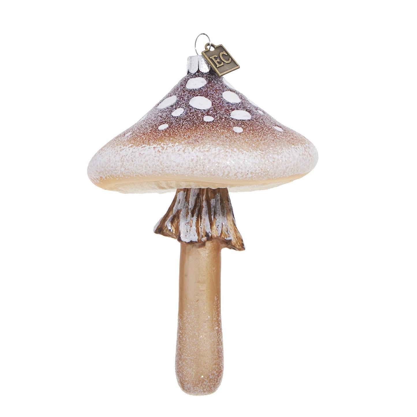 RAZ Imports Eric Cortina Mushroom Ornament, 5-inch Height, Brown, Glass and Resin