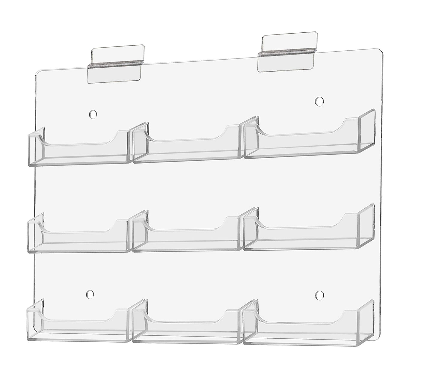 Marketing Holders Slatwall Business Card Holder 9 Pocket Clear Acrylic Organizer for 3.5" x 2" Contact or Appointment Cards in Doctors and Dental Offices
