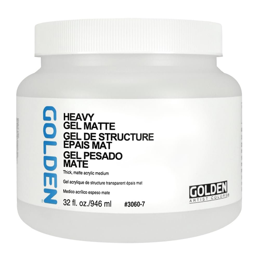 Heavy Gel Matte by GOLDEN, 32 fl. oz. Jar, Professional Acrylic Gel Medium, Semi-Transparent