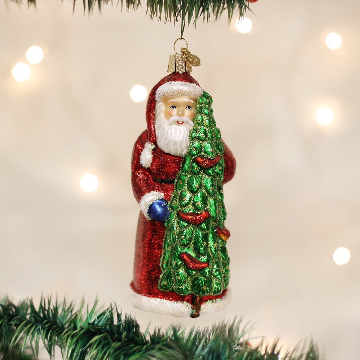 Old World Christmas Ornaments: Assortment of Santas Glass Blown Ornaments for Christmas Tree