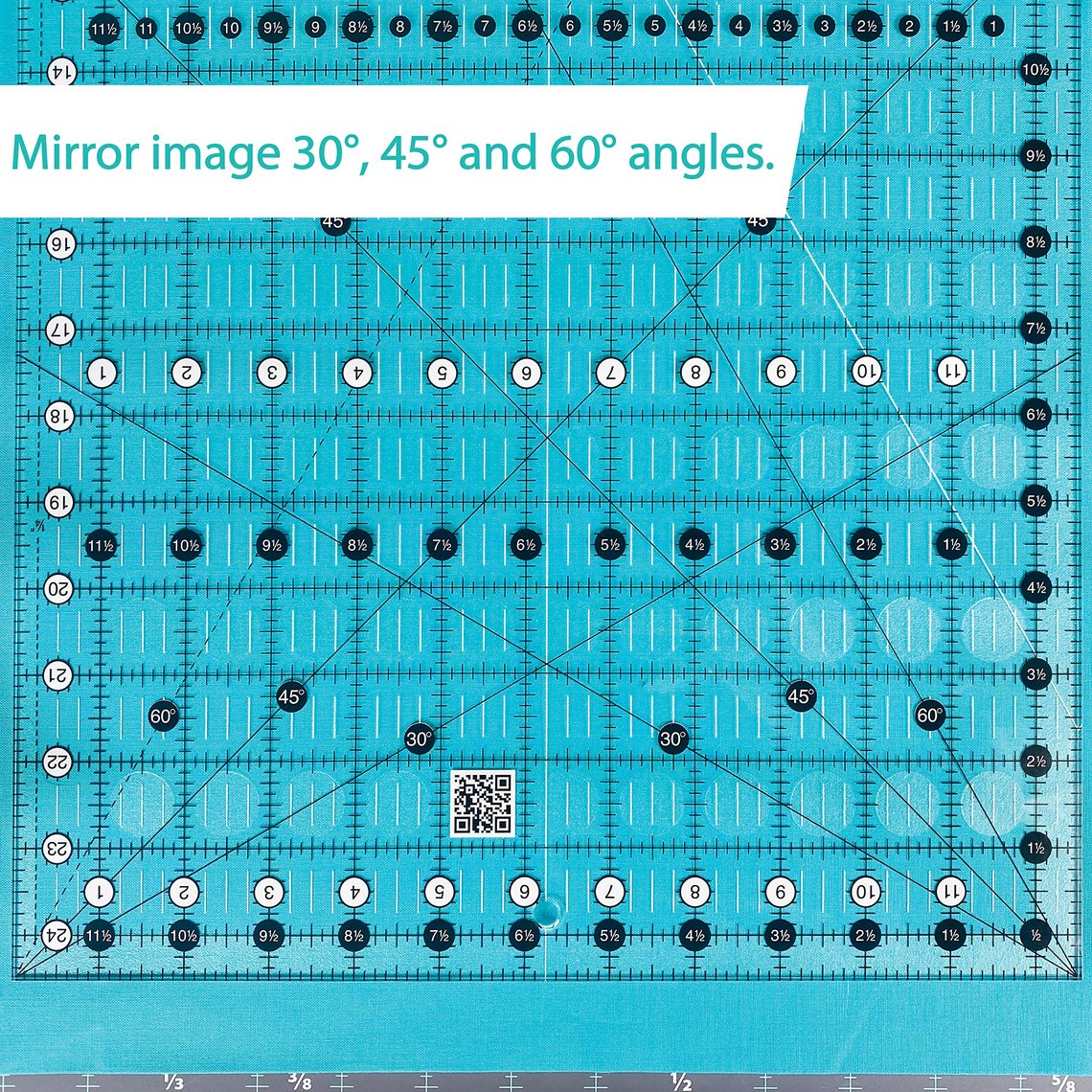 Creative Grids Quilt Ruler 12-1/2in x 24-1/2in Rectangle – CGR1224 – Made in USA, Non-Slip Grip Acrylic Quilting, Sewing, Crafting, Patchwork Ruler for Measuring & Cutting Fabric