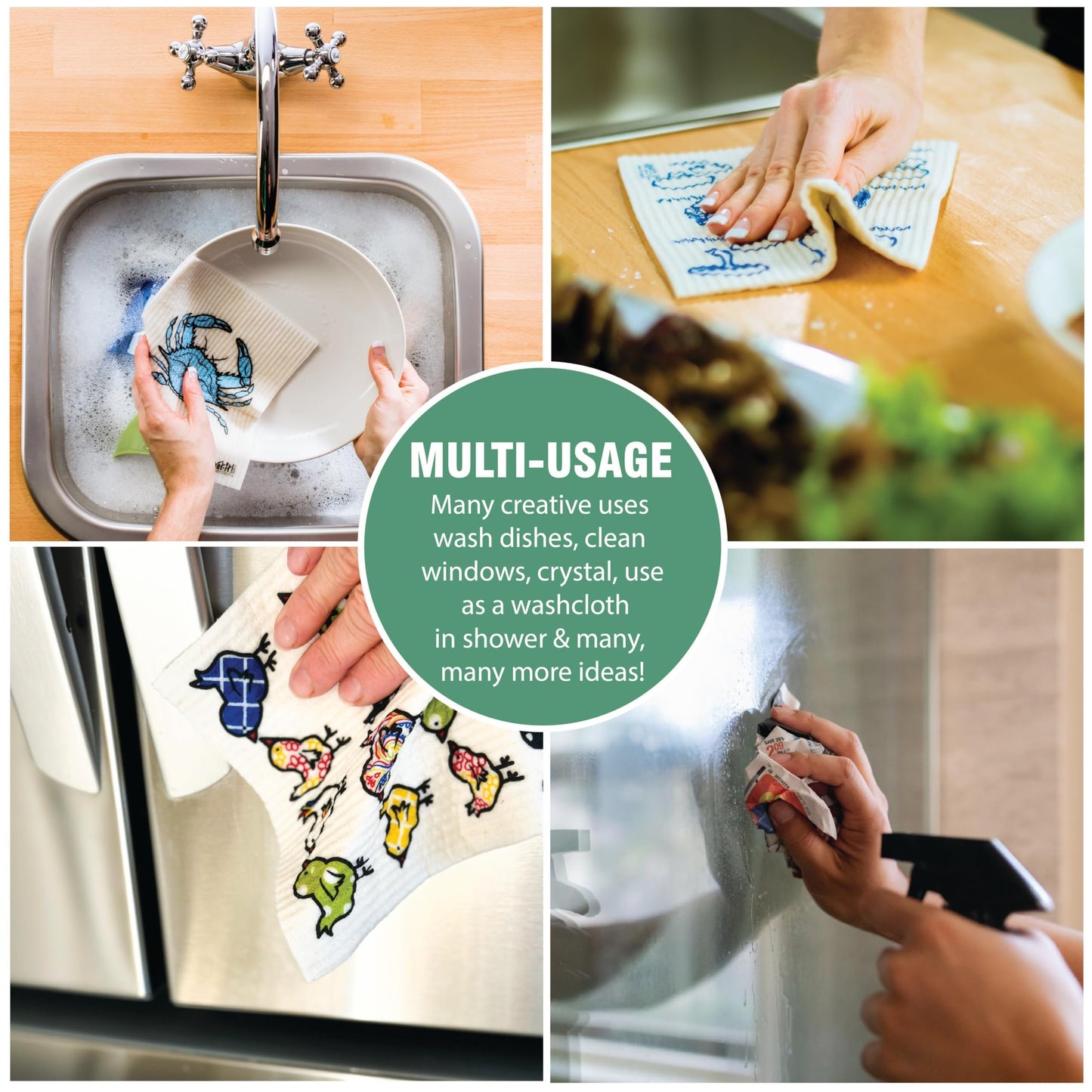 Wet-It! Swedish Dishcloth States – Reusable Paper Towels, Highly Absorbent & Biodegradable Dish Cloths, Non-Scratch, Durable, Machine Washable Cleaning Towels