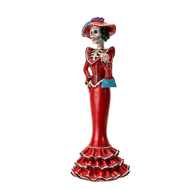 Pacific Giftware D.O.D Red Catrina- Lady in Red, Proper Lady, Large DOD Figurine, Dia De Los Muertos Catrina-Roja