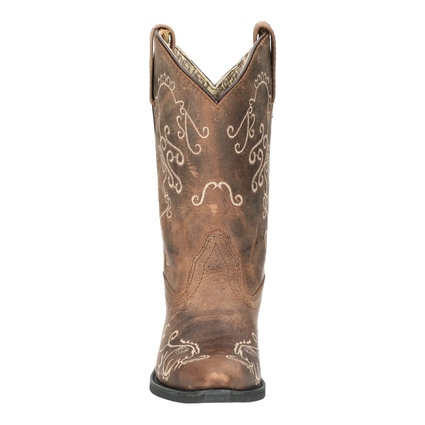 Smoky Mountain Boots Women's Jolene Pull on Embroidered Snip Toe Brown Waxed Distress Boots Cowboy