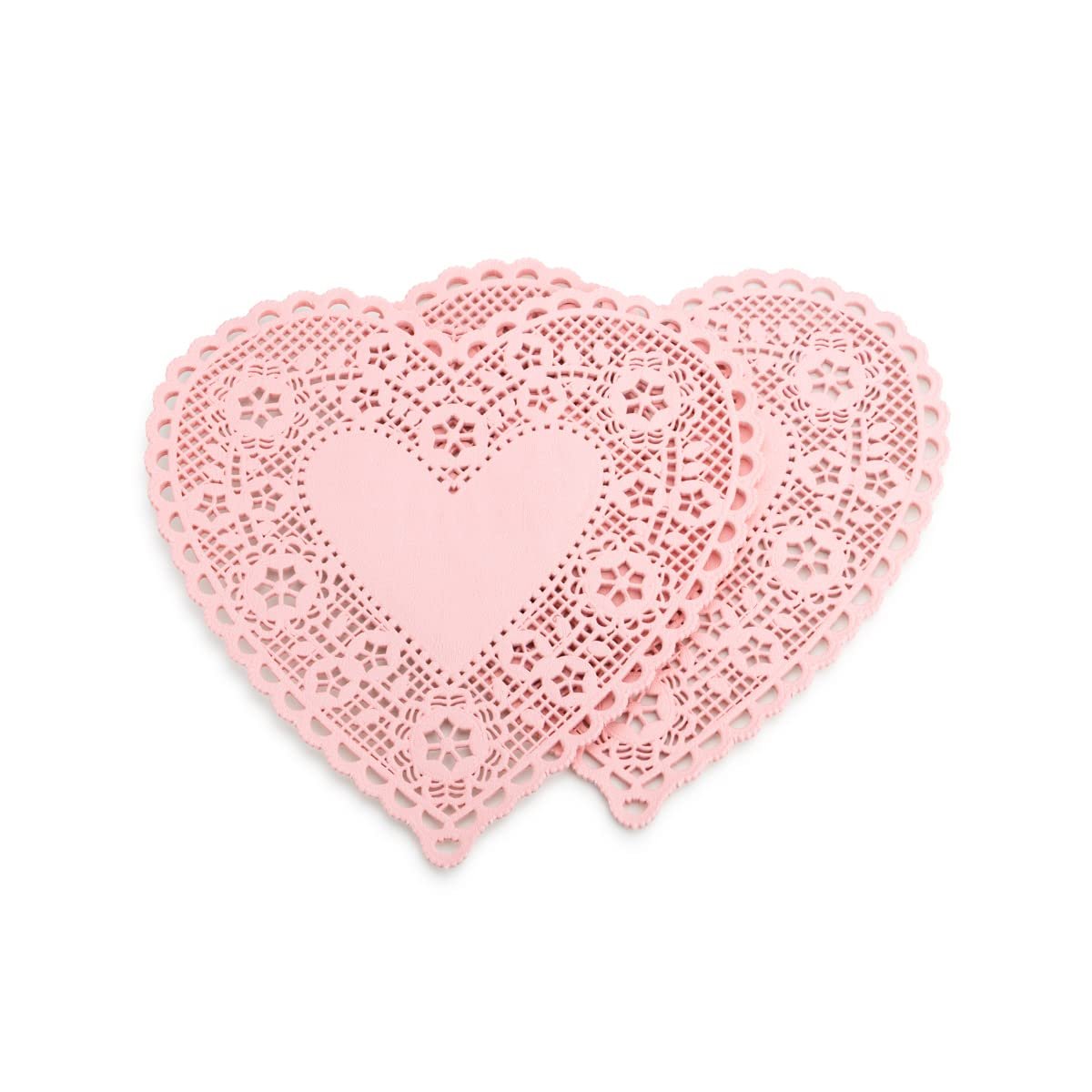Hygloss Heart Doilies - 36 Pcs -8-Inch Pink Paper Heart Shaped Doilies for Valentines Crafts, Table Settings - Ideal for Valentine Doily, Paper Heart Doily Projects