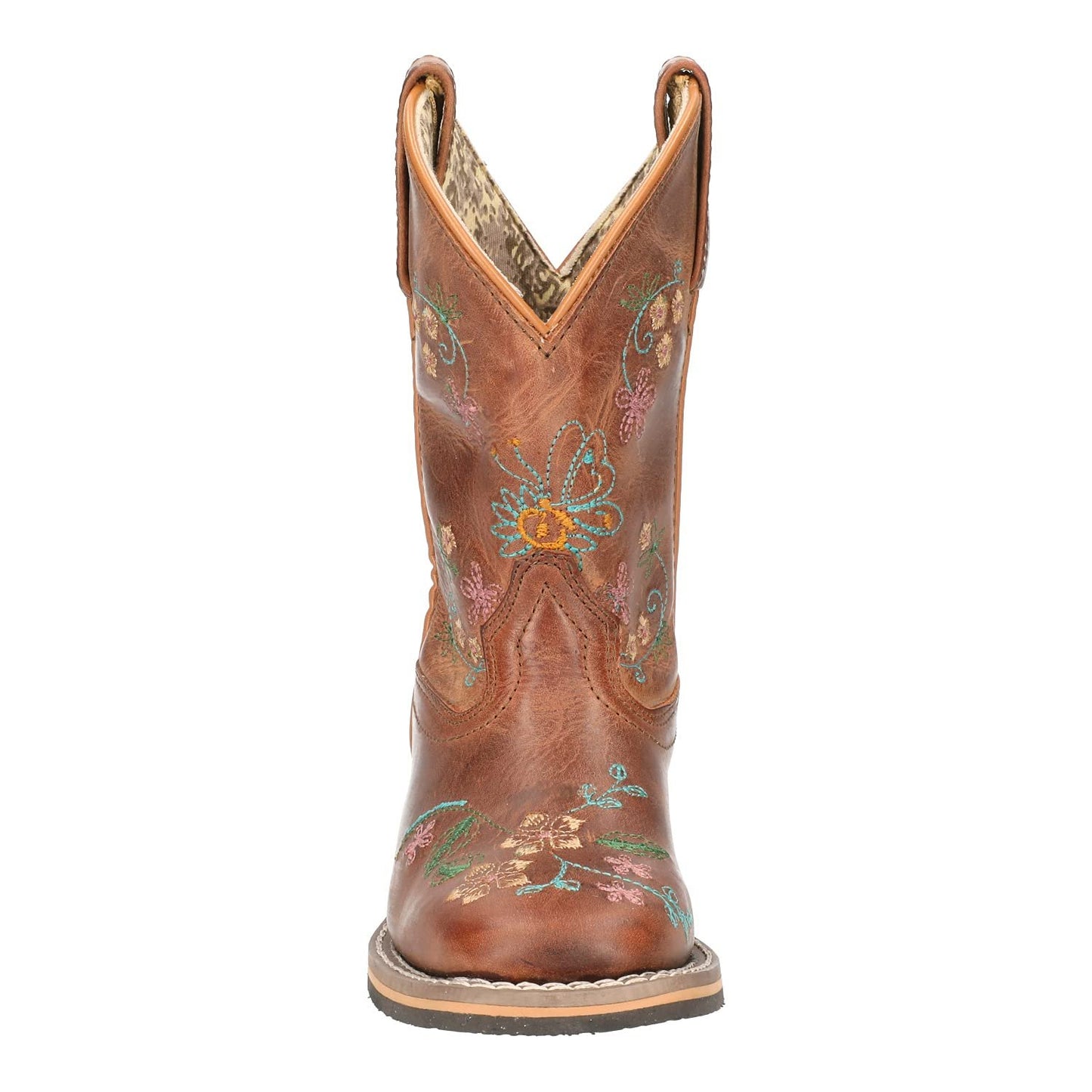 Smoky+Children%27s+Girls+Floralie+Embroidered+Western+Cowboy+Boots+-+Brown+Waxed