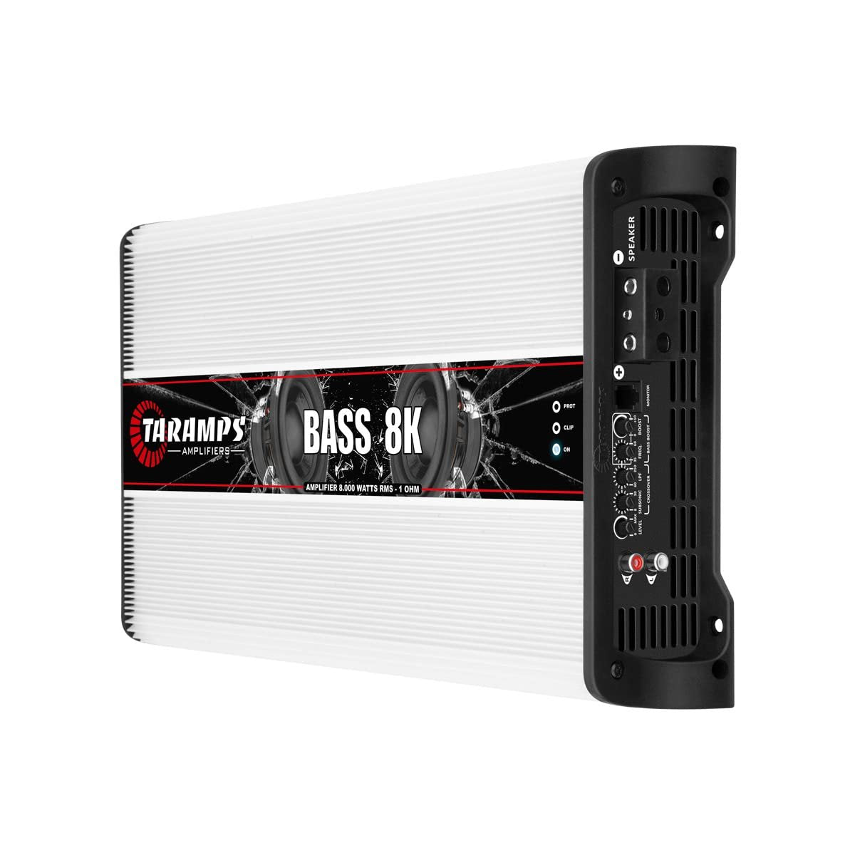 Taramps Bass 8k 1 Ohm Monoblock Amplifier 8000 Watts Rms 1 Channel Powerful Full Range Great for Sub/Bass RCA Input Subsonic Filter, Car Audio Class D