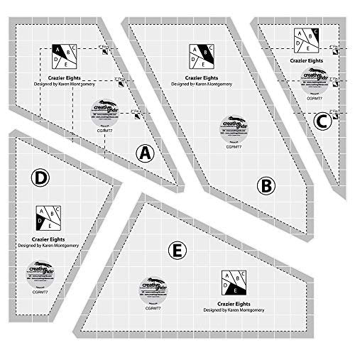 Creative Grids Crazier Eights Template and Quilt Ruler – CGRMT7 – Made in USA, 6in x 9in, Non-Slip Grip Acrylic Quilting, Sewing, Crafting, Patchwork Ruler & Template