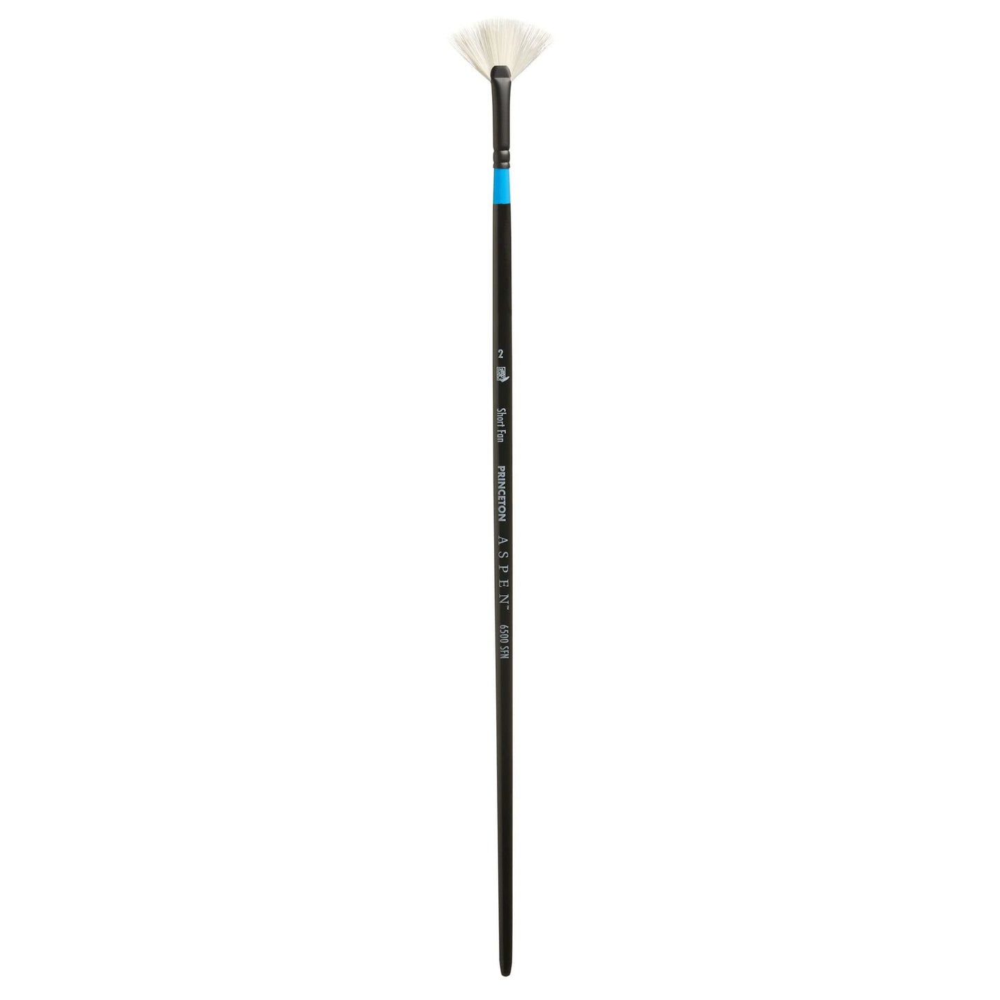 Princeton Artist Brush Co. Aspen Series 6500 - Long Handled Short Fan Size 2 - Single Synthetic Oil and Acrylic Paint Brush for Painting on Canvas and Board