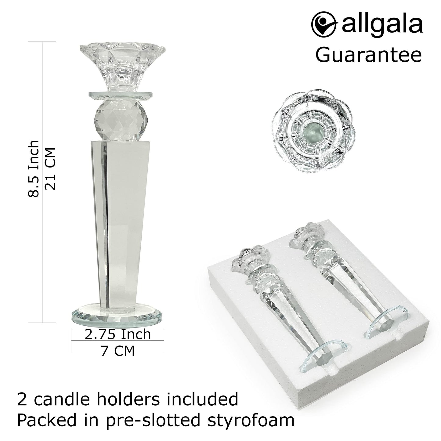 Allgala Single Crystal Glass Candlesticks