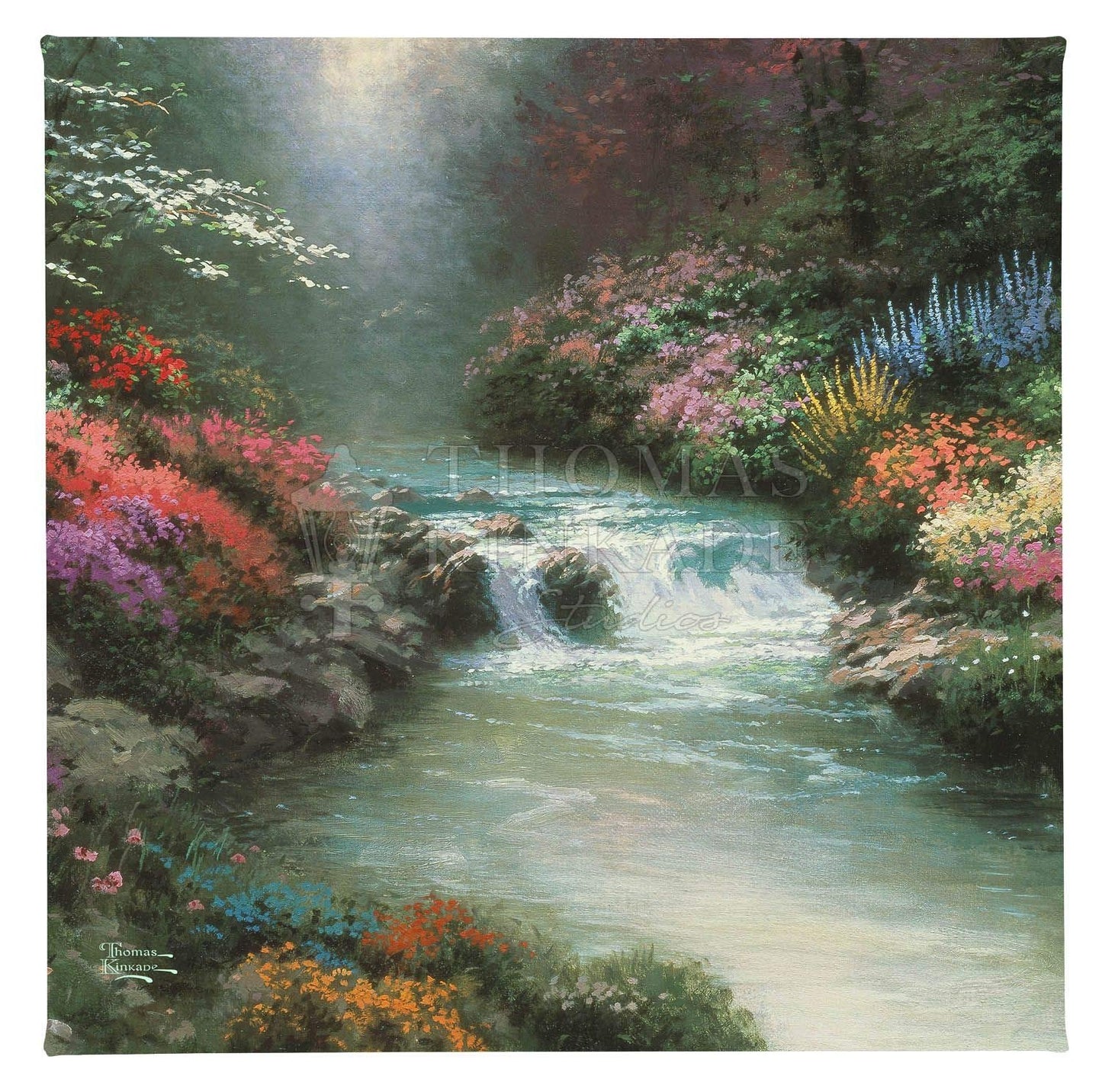 Thomas Kinkade Beside Still Waters 14" x 14" Gallery Wrapped Canvas Art | Frameless Room Wall Art | Certificate of Authenticity Included | Christian Wall Art